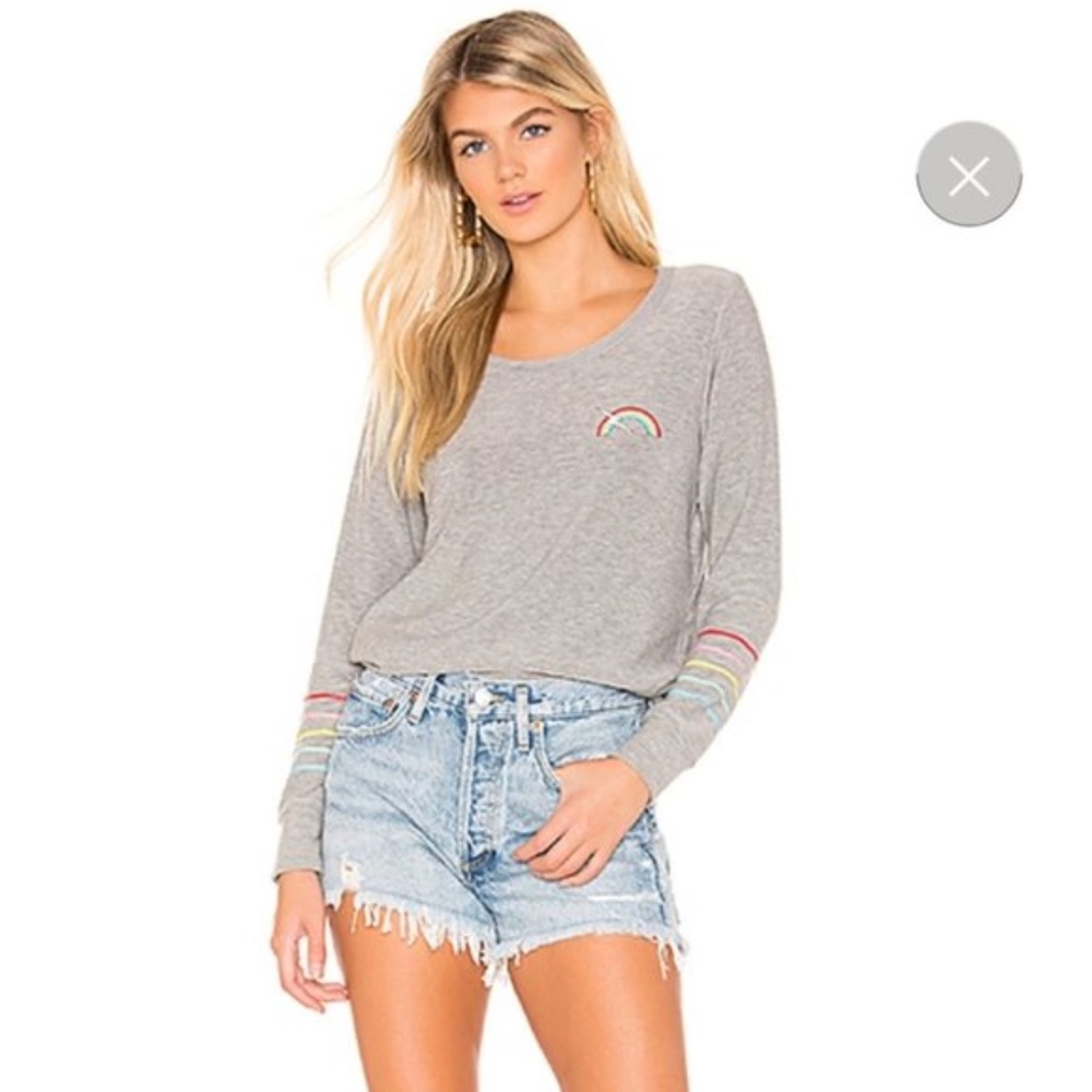 Chaser Sweatshirt Rainbow Bolt Stripe Crew L NEW